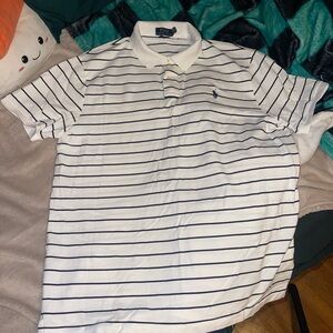 Ralph Lauren Men's White and Black Striped Polo Shirt